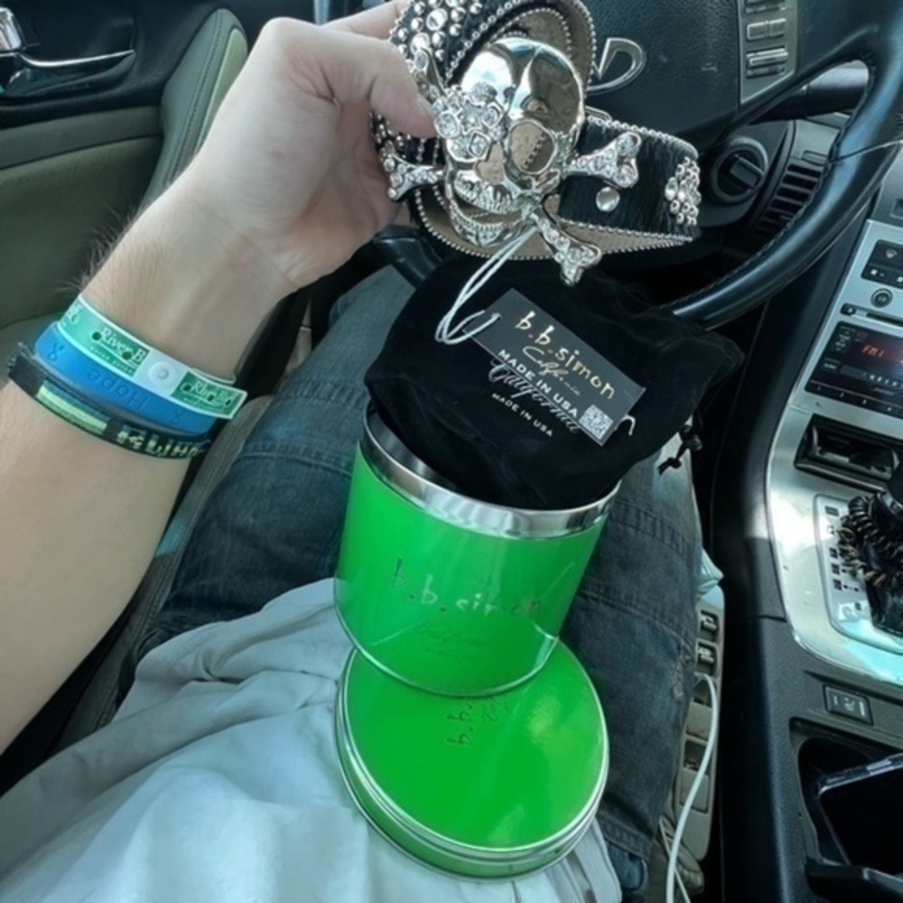 BB SIMON SKULL BELT  ☠️ AUTHENTIC 28-34 “ Genuine Leather & Swarovski Crystals